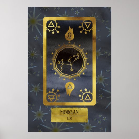 Leo Dark Zodiac Astrology: Black Gold Naam Poster (Voorkant)