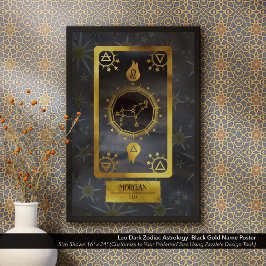 Leo Dark Zodiac Astrology: Black Gold Naam Poster