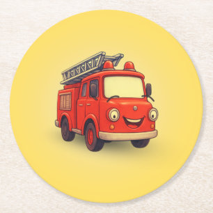 Leo de brandweerwagen Kinder 'Paper Onderzetter