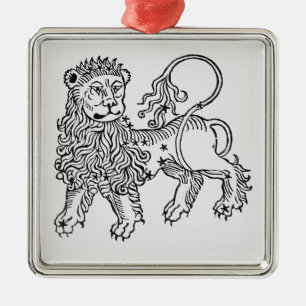 Leo (de Leeuw) een illustratie uit het 'Poeticon' Metalen Ornament