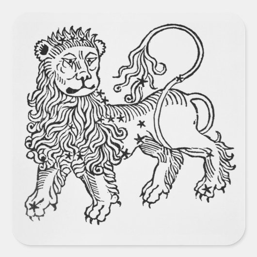 Leo (de Leeuw) een illustratie uit het 'Poeticon' Vierkante Sticker (Voorkant)