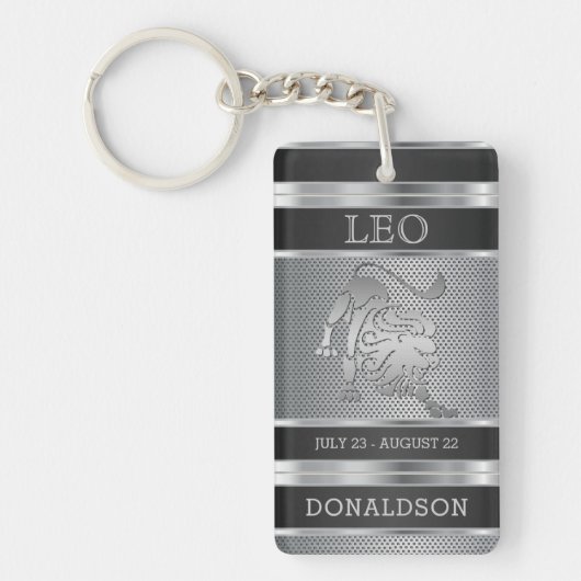 Leo ♌ de Leeuw in Black en Silver Mesh Sleutelhanger (Voorkant)