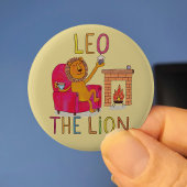 Leo de Leeuw, theedrinker, dierenriem schattige le Ronde Button 5,7 Cm