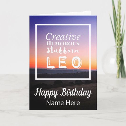 Leo de Leeuw Zodiac Leuke Kenmerken Verjaardag Kaart (Voorkant)