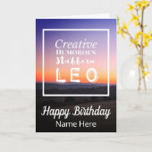 Leo de Leeuw Zodiac Leuke Kenmerken Verjaardag Kaart (Gele Bloem)