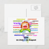 Leo, de Leeuw, Zodiac Sign Aangepaste Astrologie G Briefkaart (Voorkant / Achterkant)
