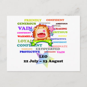 Leo, de Leeuw, Zodiac Sign Aangepaste Astrologie G Briefkaart