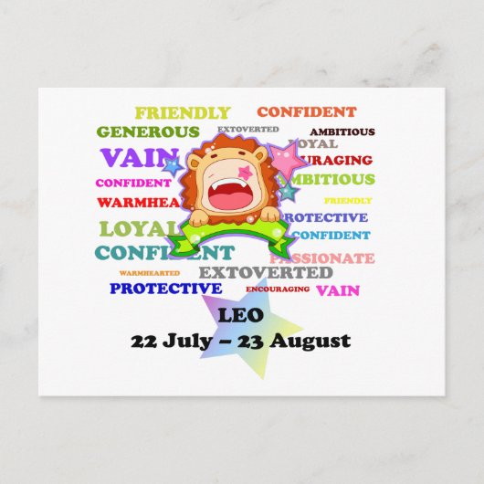 Leo, de Leeuw, Zodiac Sign Aangepaste Astrologie G Briefkaart (Voorkant)