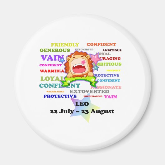 Leo, de Leeuw, Zodiac Sign Aangepaste Astrologie G Magneet (Voorkant)