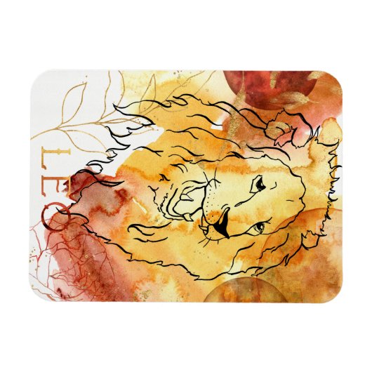 Leo de Lion verjaardagsdierastrologie oranje rood Magneet (Horizontaal)