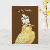 Leo de Marshmallow Peep-verjaardagskaart Kaart (Gele Bloem)