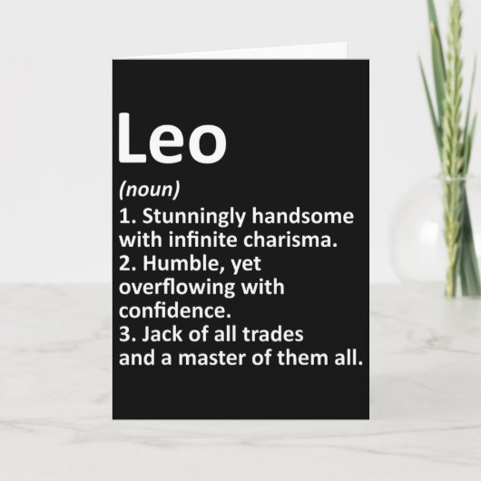 Leo Definition Personal Name Funny Birthday Gi Kaart (Voorkant)