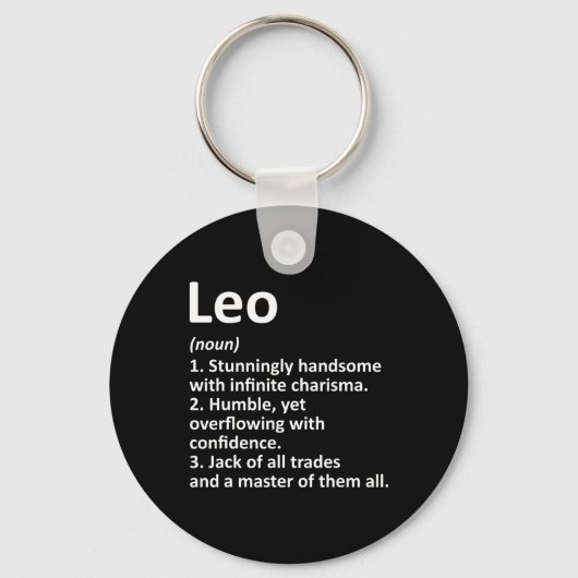 Leo Definition Personal Name Funny Birthday Gi Sleutelhanger (Voorkant)