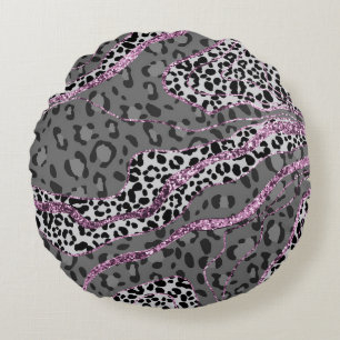 Leo Dierenprint Glitter Glam 3 Rond Kussen