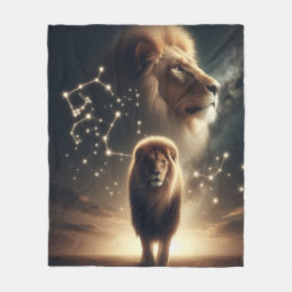 Leo Dierenriem Kunst - Majestueuze Leeuw en Sterre Fleece Deken