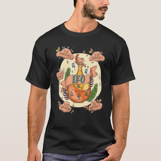 Leo-drankje met ingrediënten magische astrologie t-shirt (Voorkant)