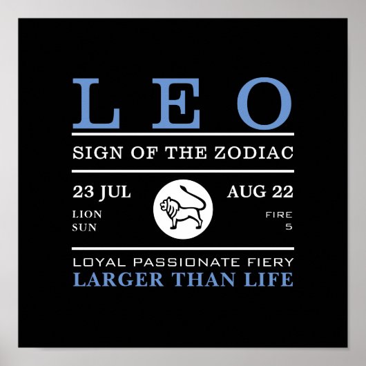 Leo-gebaar van het Zodiac, Astrologisch Poster (Voorkant)