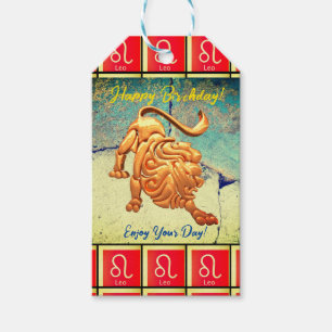 Leo - Gelukkige verjaardag middelgrote cadeautas C Cadeaulabel