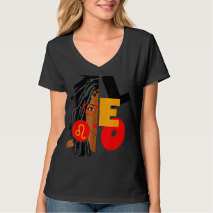 Leo Girl Afro Locs Girl Zodiac Signs Birthday T-shirt