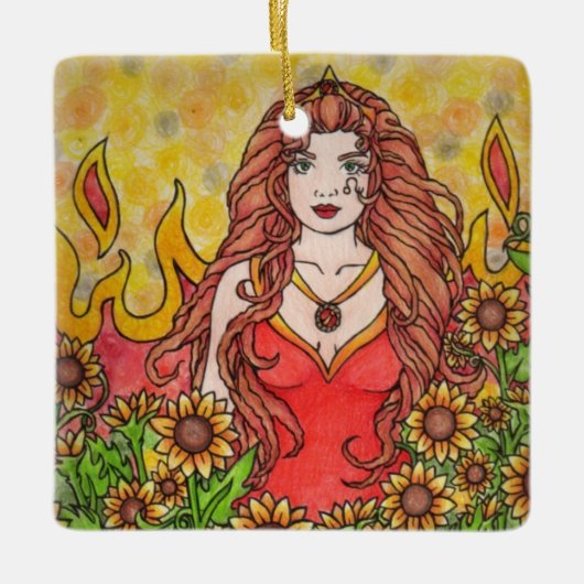 Leo Goddess Keramisch Ornament (Voorkant)