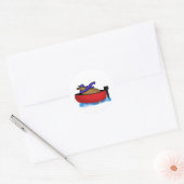 Leo Goes Boating Ronde Sticker (Envelop)