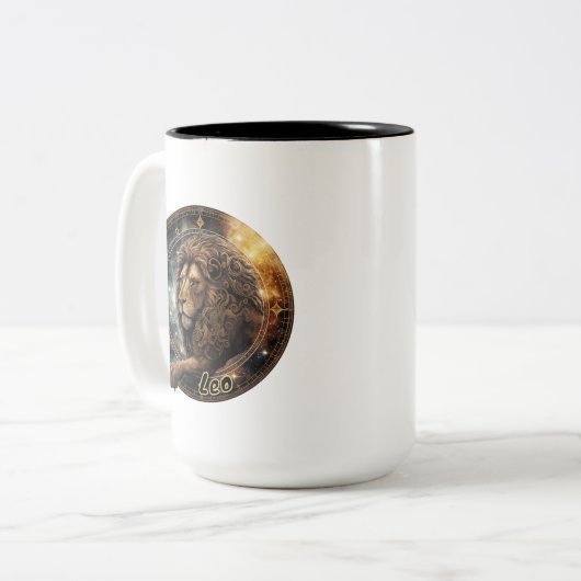 Leo Gold en Black Waterverf Zodiac Tweekleurige Koffiemok (Voorkant links)