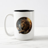 Leo Gold en Black Waterverf Zodiac Tweekleurige Koffiemok (Links)