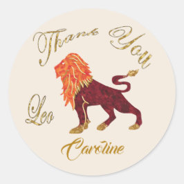 Leo Gold Glitter Bedankt Ronde Sticker