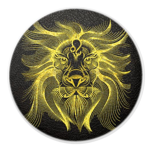 Leo Gold op Leder Keramische Knop (Voorkant)