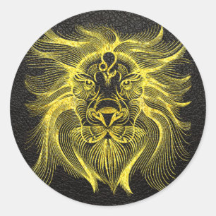 Leo Gold op Leder Ronde Sticker