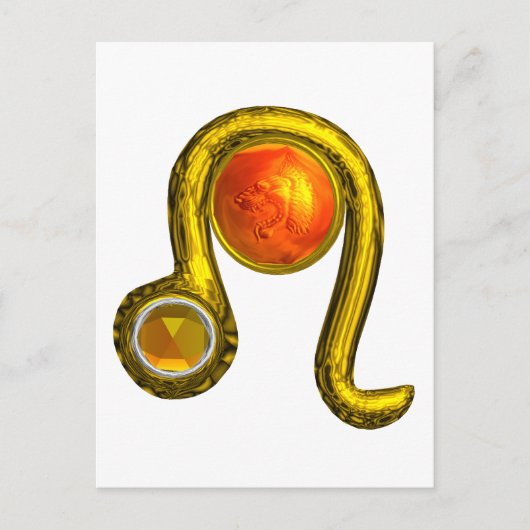 LEO GOLD ZODIAC BIRTHDAY JEWEL Astrologie Briefkaart (Voorkant)