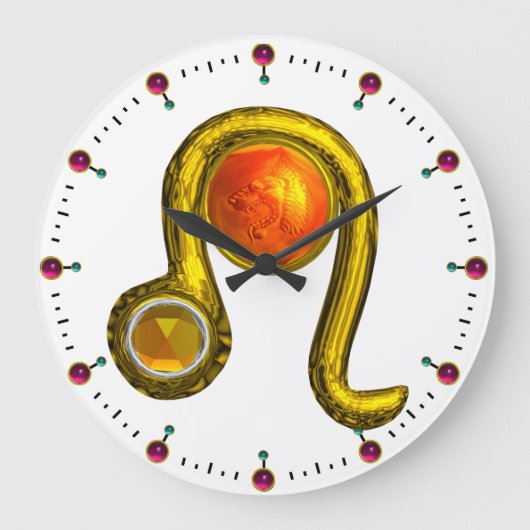 LEO GOLD ZODIAC BIRTHDAY JEWEL MET TOPAZ GEMSTONE GROTE KLOK (Voorkant)
