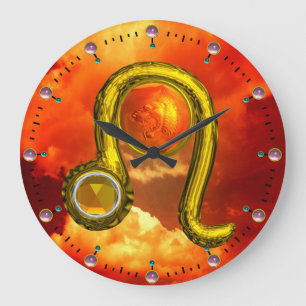 LEO GOLD ZODIAC BIRTHDAY JEWEL MET TOPAZ GEMSTONE GROTE KLOK