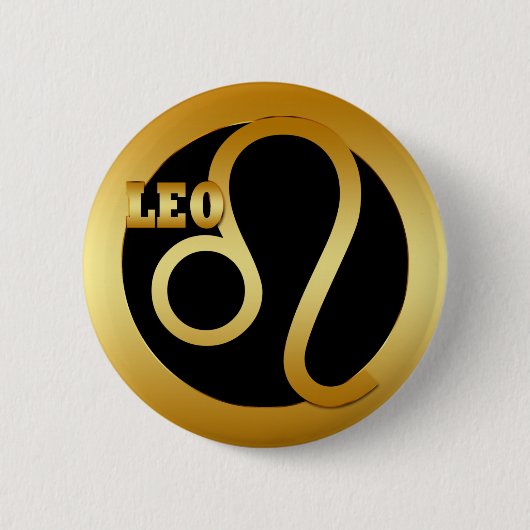 LEO GOLD ZODIAC SIGN RONDE BUTTON 5,7 CM (Voorkant)