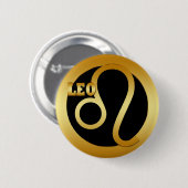 LEO GOLD ZODIAC SIGN RONDE BUTTON 5,7 CM (Voorkant /achterkant)