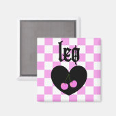 Leo Gothic esthetische geruit kersen ontwerp Magneet (Voorkant / Achterkant)
