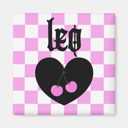 Leo Gothic esthetische geruit kersen ontwerp Magneet (Voorkant)