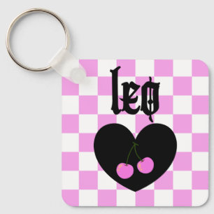 Leo Gothic esthetische geruit kersen ontwerp Sleutelhanger