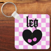 Leo Gothic esthetische geruit kersen ontwerp Sleutelhanger (Voorkant)