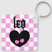 Leo Gothic esthetische geruit kersen ontwerp Sleutelhanger (Achterkant)