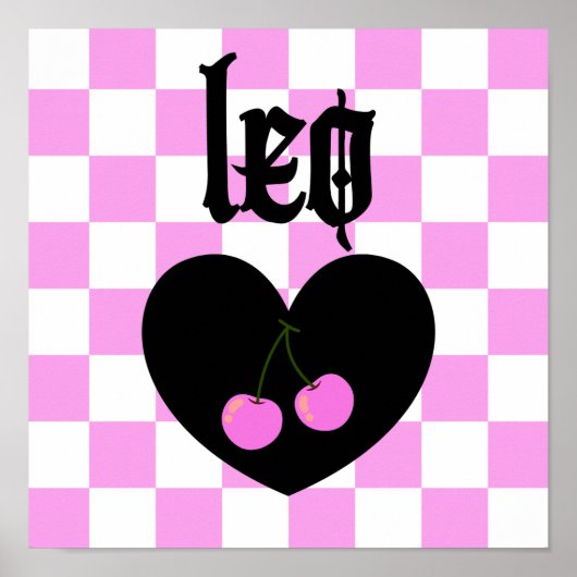 Leo Gothic esthetische geruite kersen kunst Poster (Voorkant)