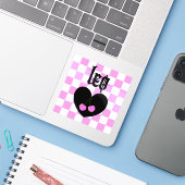 Leo Gothic esthetische geruite kersen kunst Sticker (Laptop met iPhone)