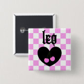 Leo Gotische Esthetische Geruite Kersen Ontwerp Vierkante Button 5,1 Cm (Voorkant /achterkant)