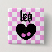 Leo Gotische Esthetische Geruite Kersen Ontwerp Vierkante Button 5,1 Cm (Voorkant)