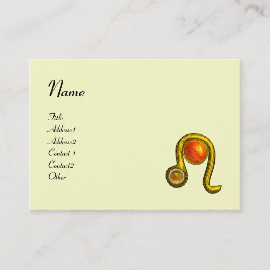 LEO, helder levendig zwart wit rood geel topaas Visitekaartje (Voorkant)