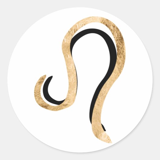 Leo het symbool van de goudkleurige liontextuur ronde sticker (Voorkant)