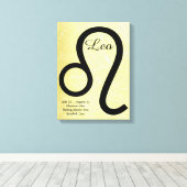 Leo Horoscoop Teken Gouden en Zwarte Muurkunst Canvas Afdruk (Insitu (Houten vloer))