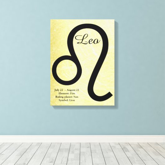 Leo Horoscoop Teken Gouden en Zwarte Muurkunst Canvas Afdruk (Insitu (Houten vloer))