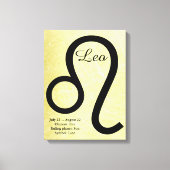 Leo Horoscoop Teken Gouden en Zwarte Muurkunst Canvas Afdruk (Voorkant)