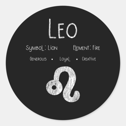Leo Horoscope Astrology Star Sign Birthday Gift Ronde Sticker (Voorkant)
